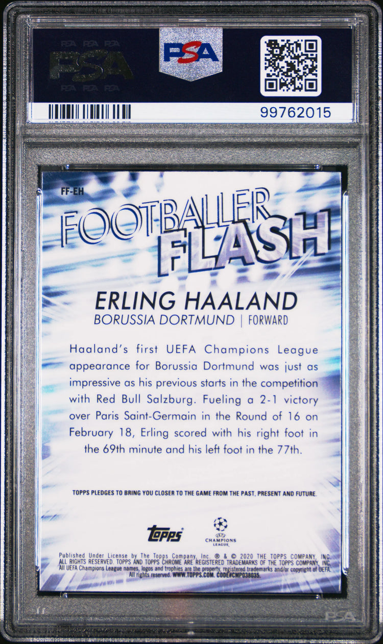 2019 Topps Chrome UEFA Champions League Footballer Flash Erling Haaland  PSA 7 