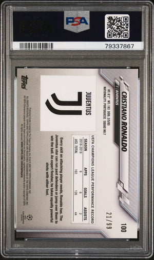 2019 Topps Chrome UEFA Champions League Sapphire Cristiano Ronaldo Yellow /99 PSA 10 