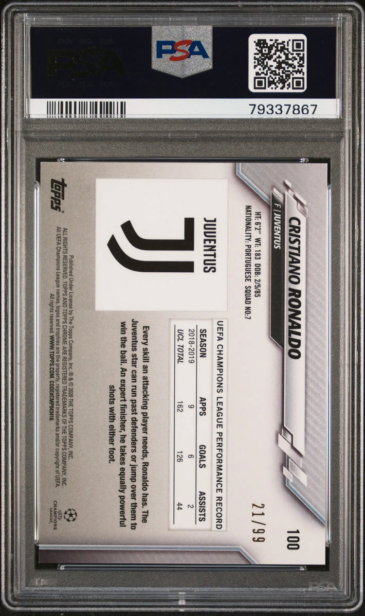 2019 Topps Chrome UEFA Champions League Sapphire Cristiano Ronaldo Yellow /99 PSA 10 