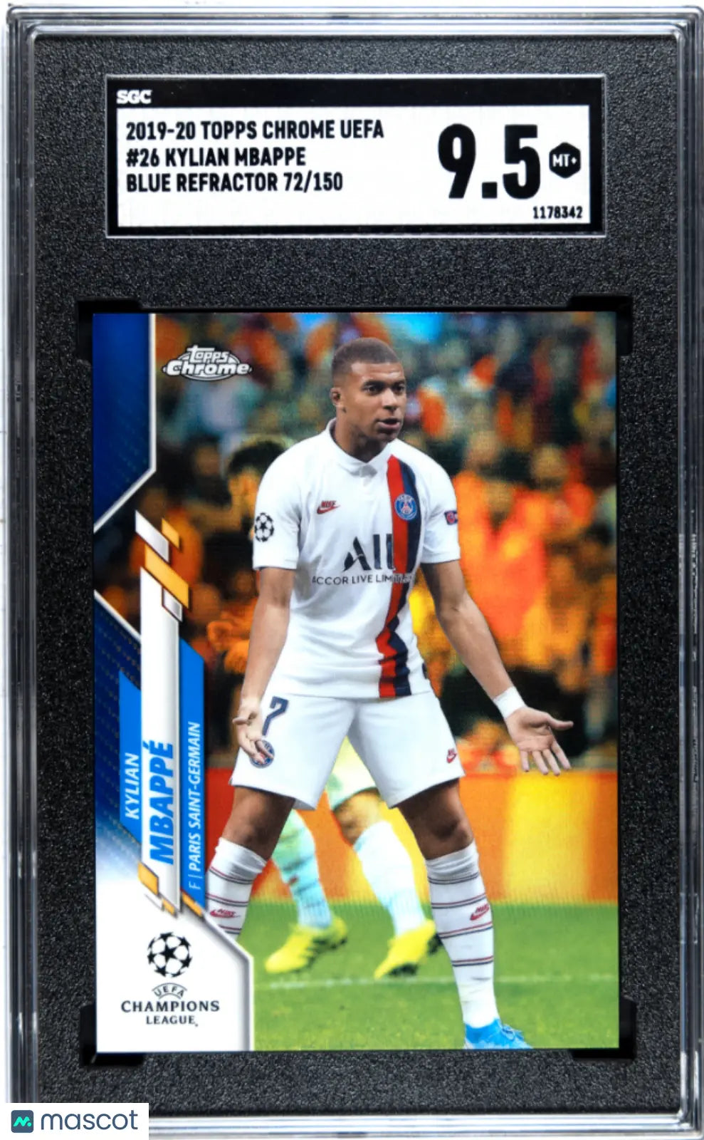 2019 Topps Chrome Uefa Kylian Mbappe #26 Blue Refractor 150 SGC 9.5 