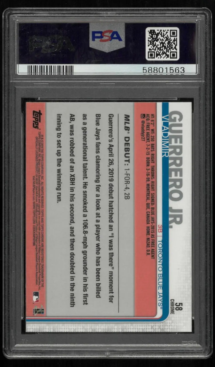 2019 Topps Chrome Update Baseball Rookie Vladimir Guerrero Jr. RC PSA 10 