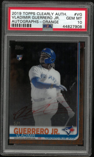2019 Topps Clearly Authentic Auto Vladimir Guerrero JR. RC Orange PSA 10 5/5 