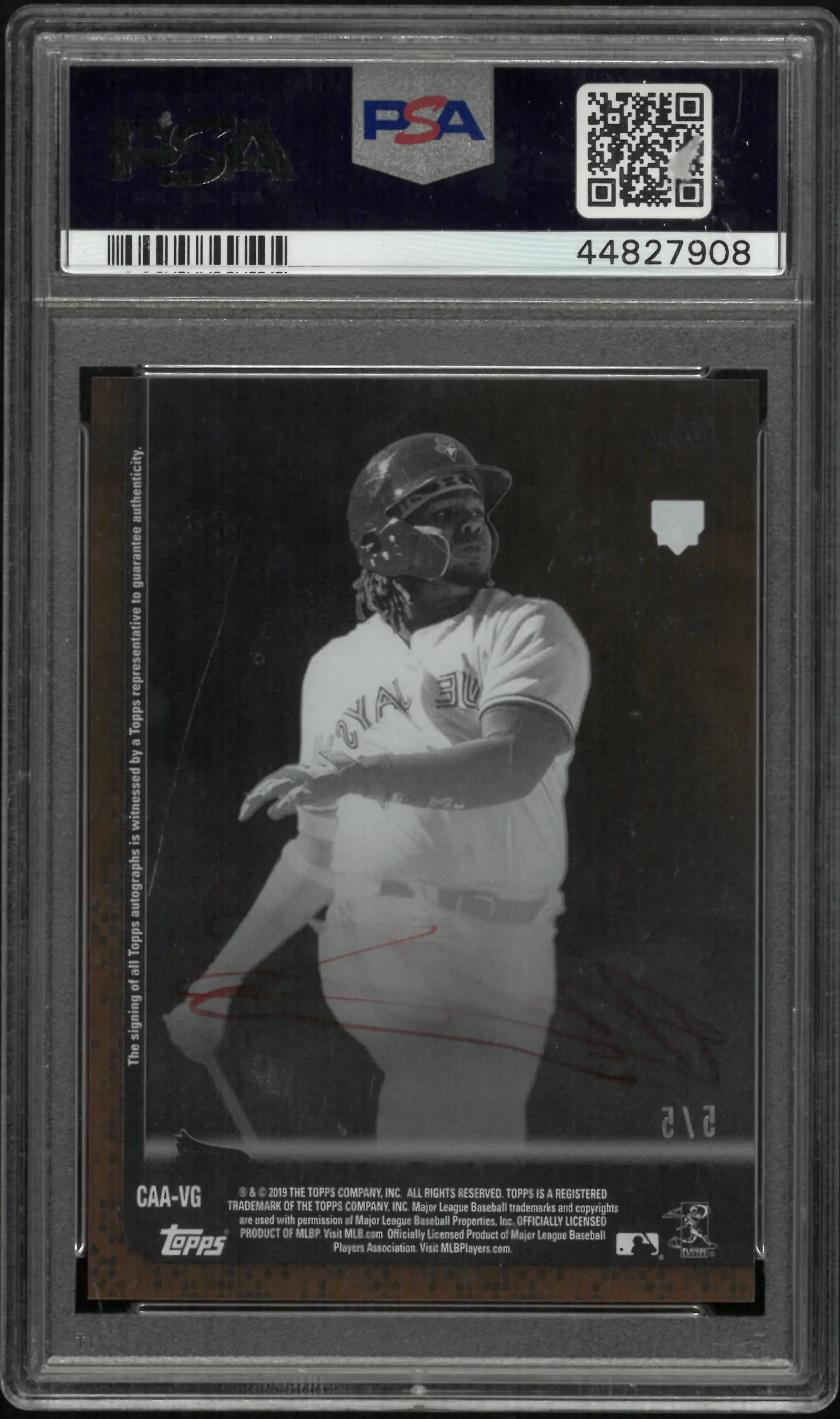 2019 Topps Clearly Authentic Auto Vladimir Guerrero JR. RC Orange PSA 10 5/5 