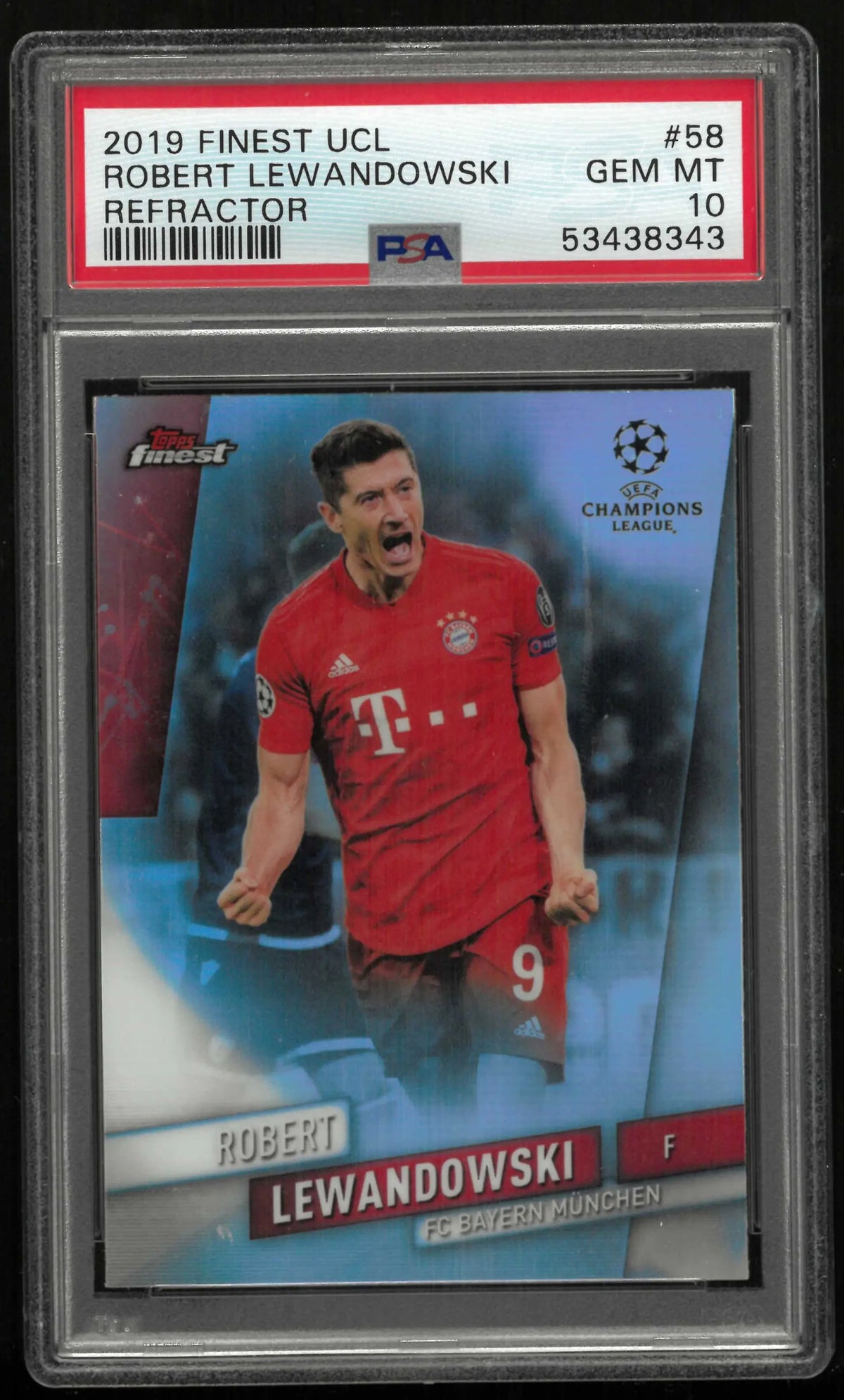 2019 Topps Finest UCL Robert Lewandowski Refractor PSA 10 