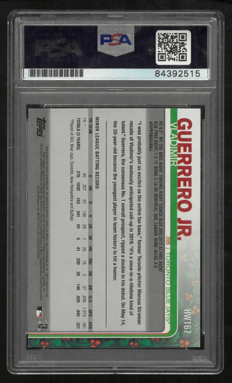 2019 Topps Holiday Direct Autograph Rookie Vladimir Guerrero Jr. RC Auto PSA 10 