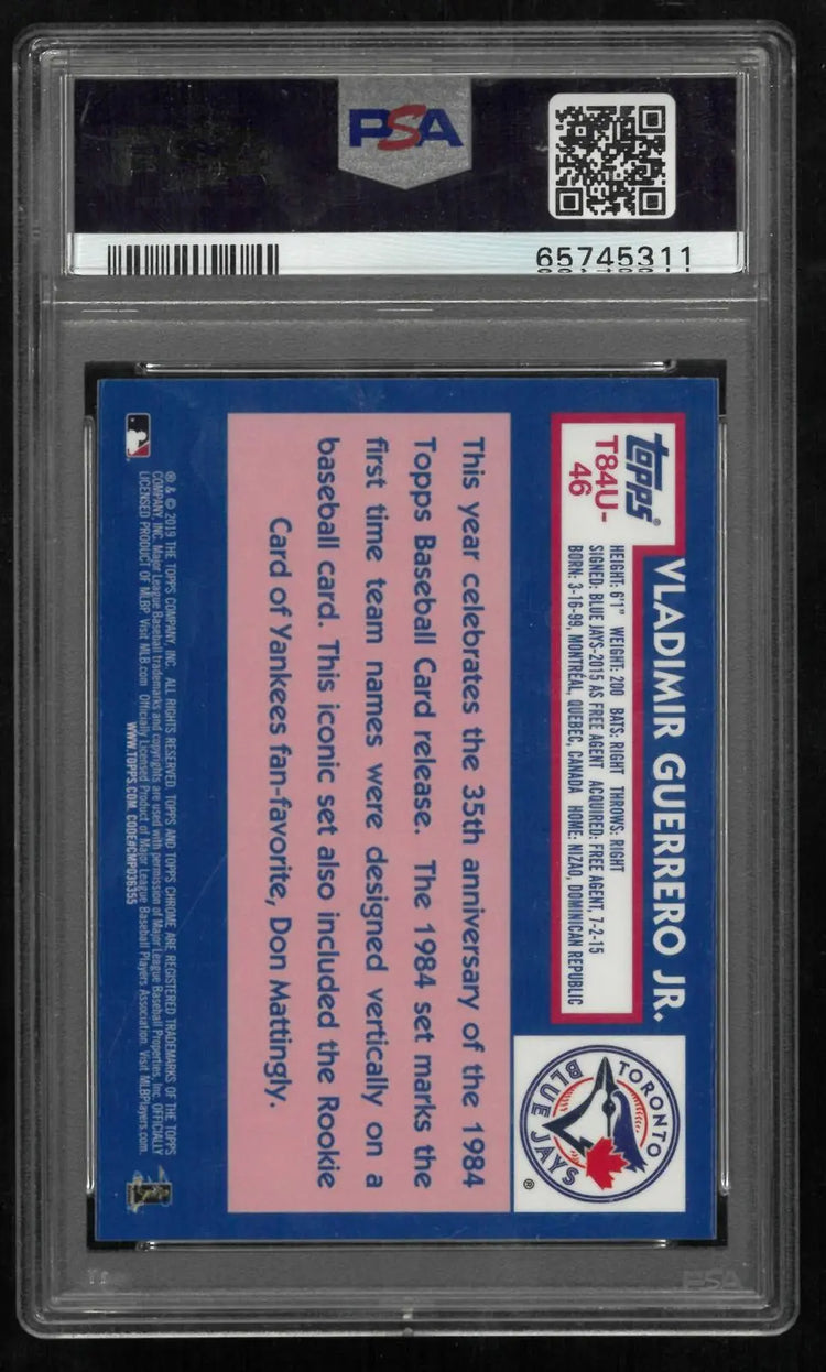 2019 Topps Silver Pack 1984 Chrome Promo Rookie Vladimir Guerrero Jr. RC PSA 10 