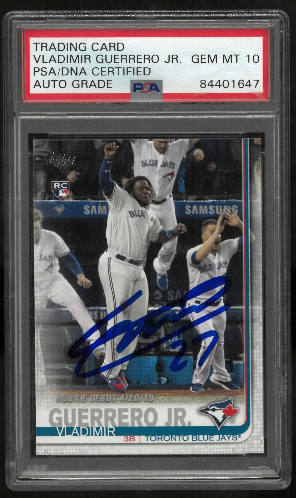 2019 Topps Update Autograph Rookie Debut Vladimir Guerrero Jr. RC Auto PSA 10 