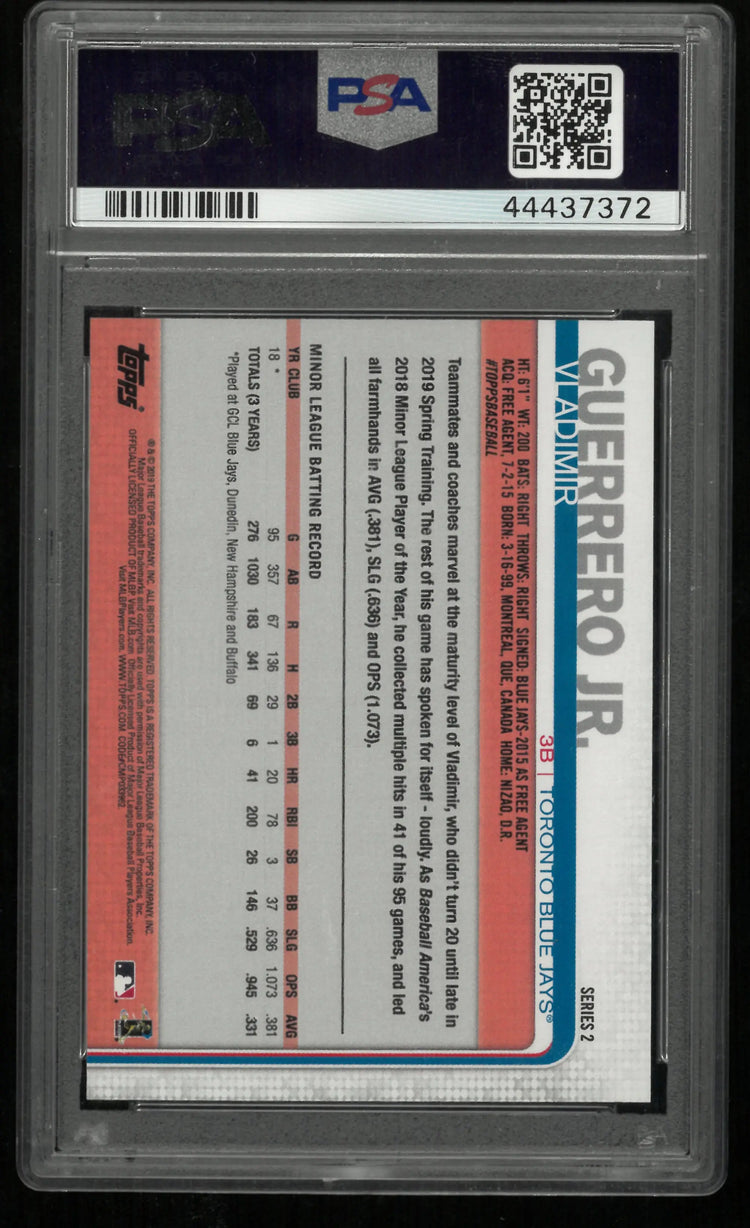 2019 Topps Vladimir Guerrero JR. Missing Card Number PSA 10 