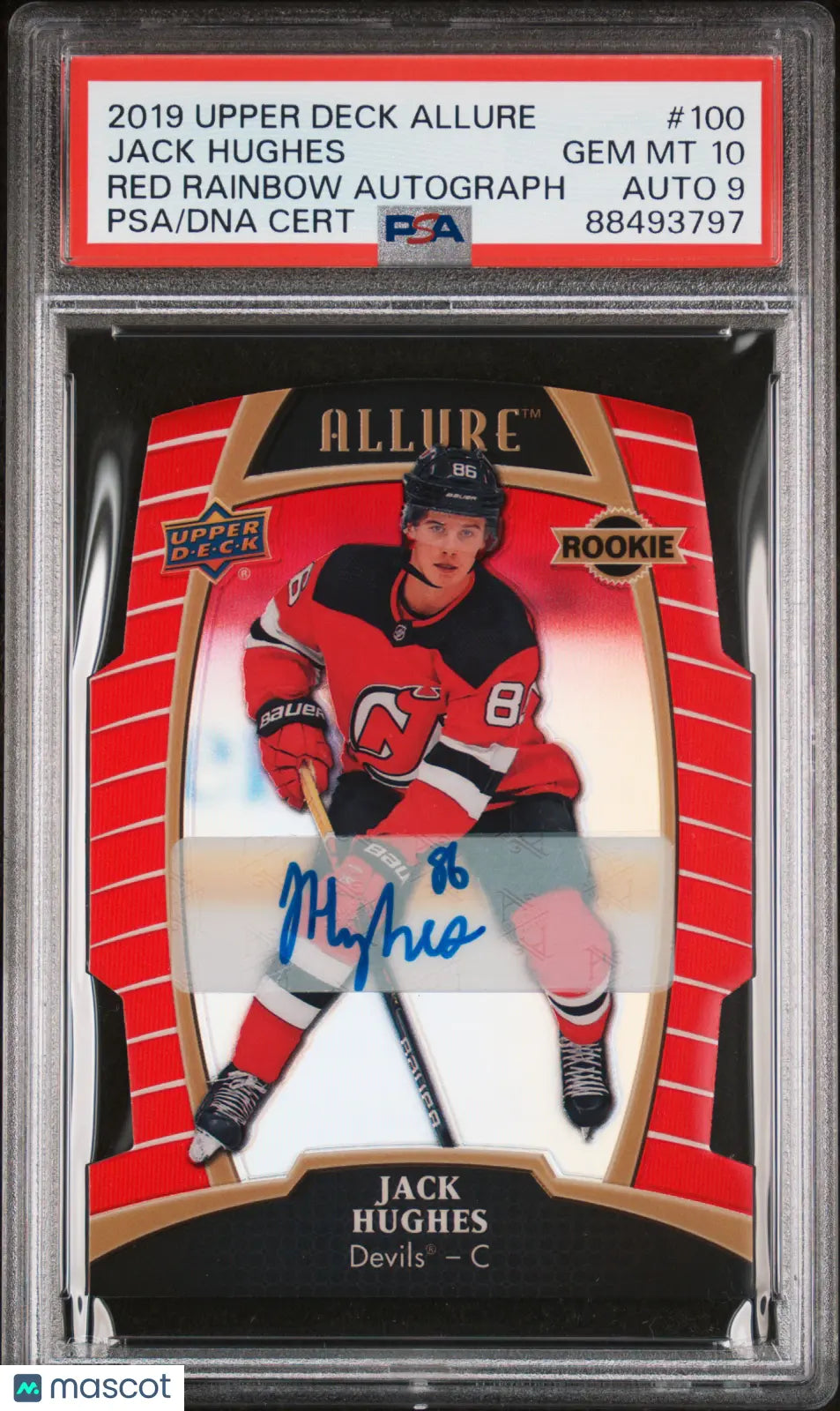 2019 UD Allure Jack Hughes Red Rainbow Autograph Auto PSA 10 Auto 9 /249 