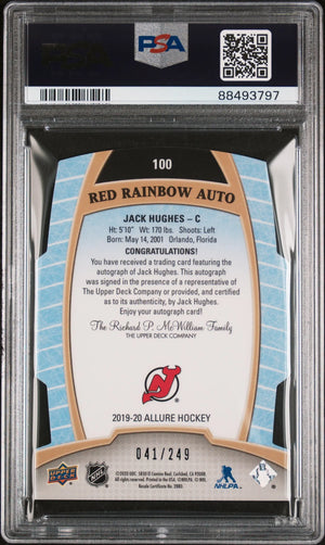 2019 UD Allure Jack Hughes Red Rainbow Autograph Auto PSA 10 Auto 9 /249 