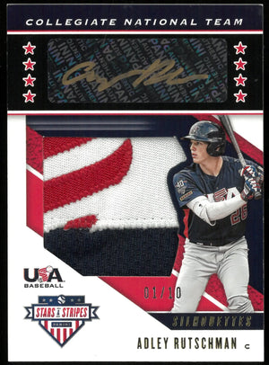 2019 USA Baseball Stars & Stripes Adley Rutschman Collegiate National Team Patch Auto 1/10 