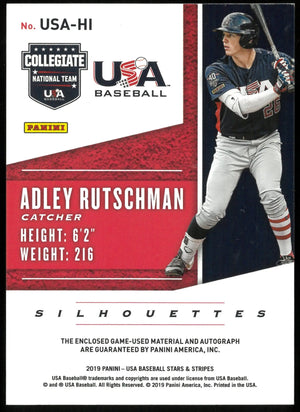2019 USA Baseball Stars & Stripes Adley Rutschman Collegiate National Team Patch Auto 1/10 
