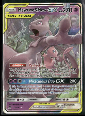 2019 Unified Minds Ultra Rare Mewtwo & Mew GX 71/236 