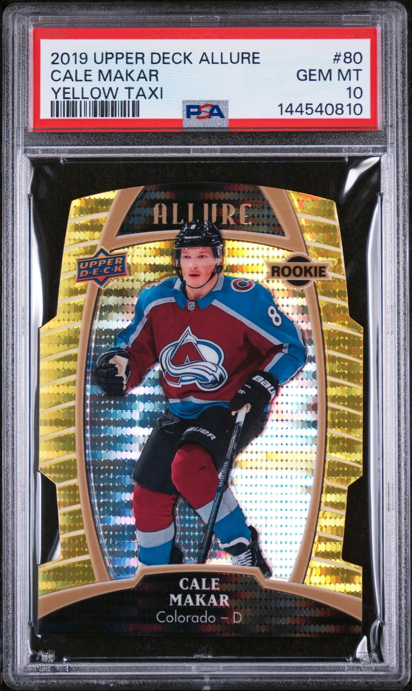 2019 Upper Deck Allure Yellow Taxi Rookie Cale Makar #80 PSA 10 