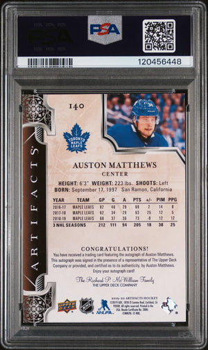 2019 Upper Deck Artifacts Auston Matthews Autograph Black 3/5 PSA A Auto 10 