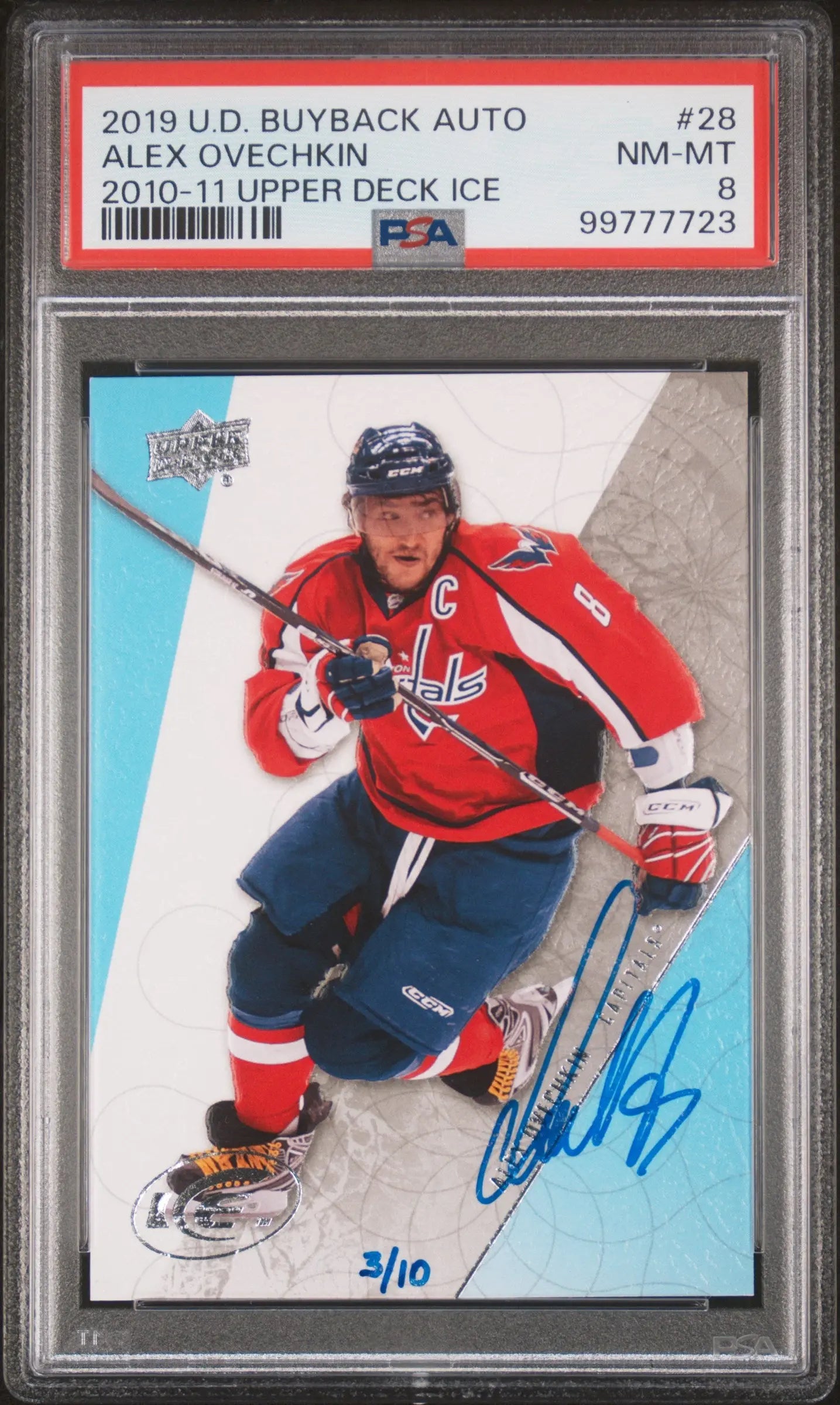 2019 Upper Deck Buyback Autographs Alex Ovechkin Auto 2010-11 Ice /10 PSA 8 