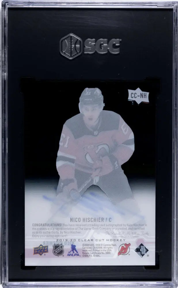 2019 Upper Deck Clear Cut Nico Hischier #CC-NH Autograph Exclusives SGC 9.5 