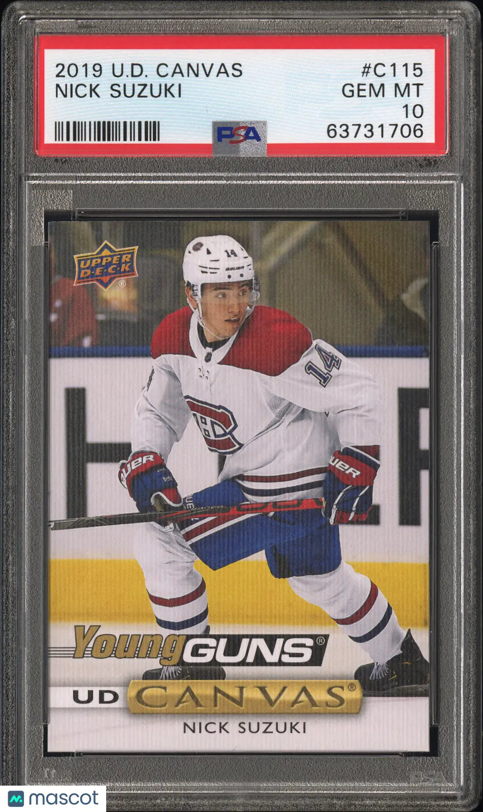 2019 Upper Deck Series 1 UD Canvas Young Guns RC Nick Suzuki PSA 10 