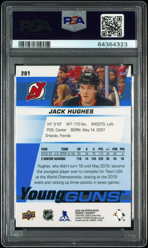 2019 Upper Deck Series 1 Young Guns Rookie Jack Hughes RC PSA 10 