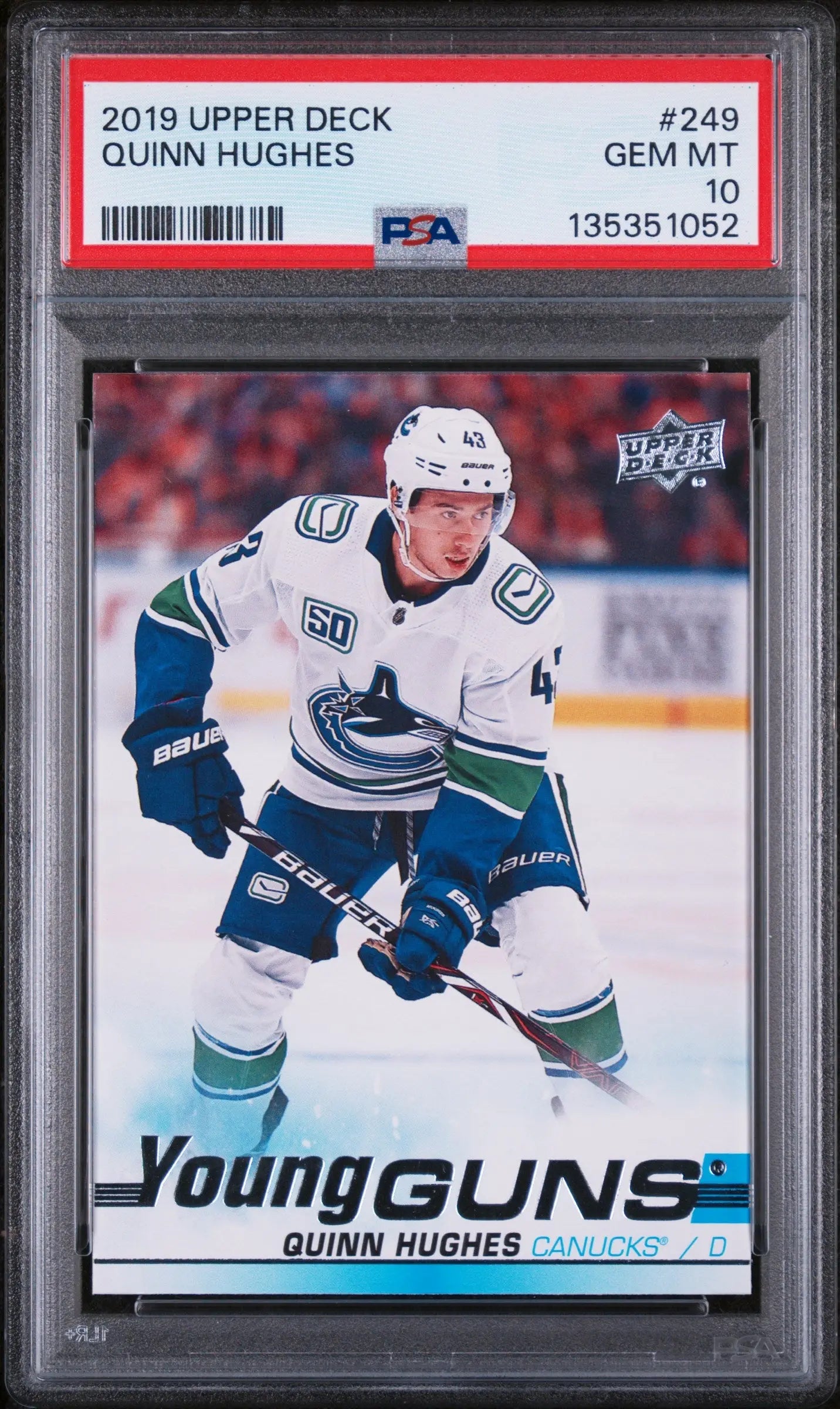 2019 Upper Deck Series 1 Young Guns Rookie Quinn Hughes RC PSA 10 
