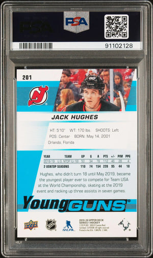 2019 Upper Deck Young Guns Jack Hughes RC Rookie #201 PSA 10 