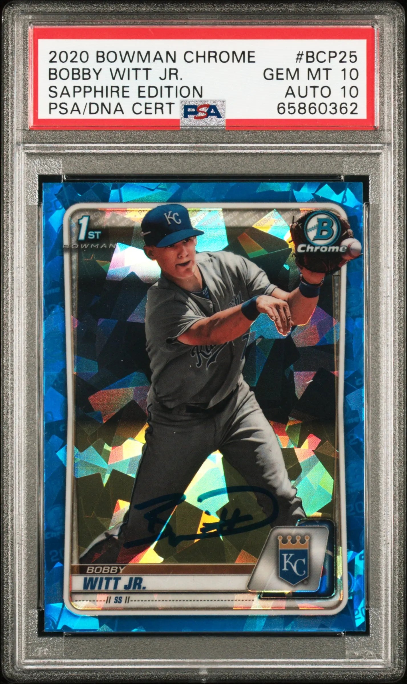 2020 1st Bowman Chrome Sapphire Edition Bobby Witt JR. RC Auto PSA 10 Auto 10 