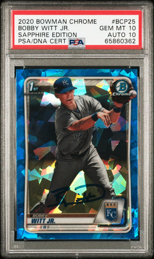 2020 1st Bowman Chrome Sapphire Edition Bobby Witt JR. RC Auto PSA 10 Auto 10 
