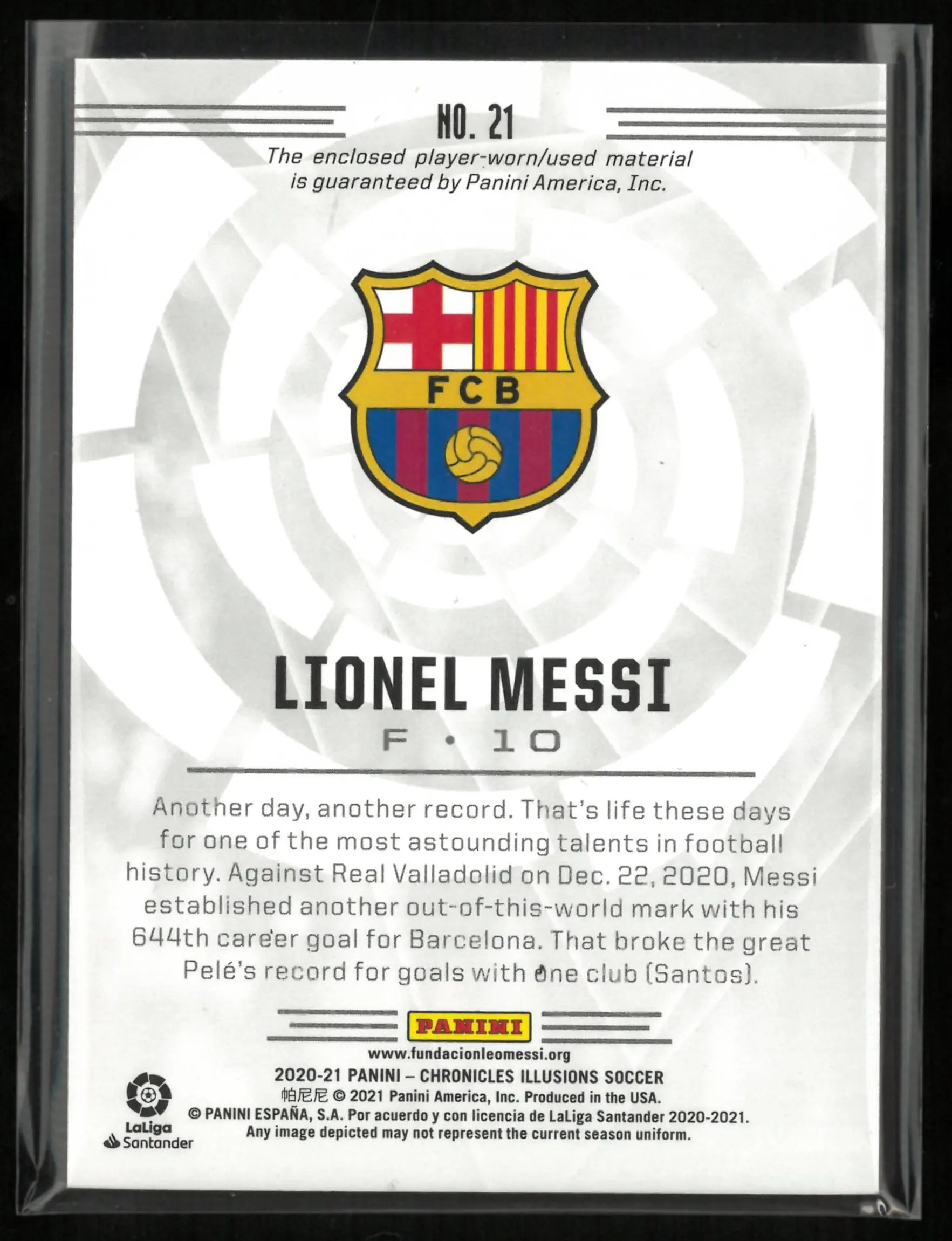 2020-21 Panini Chronicles Illusions Lionel Messi Patch /299 