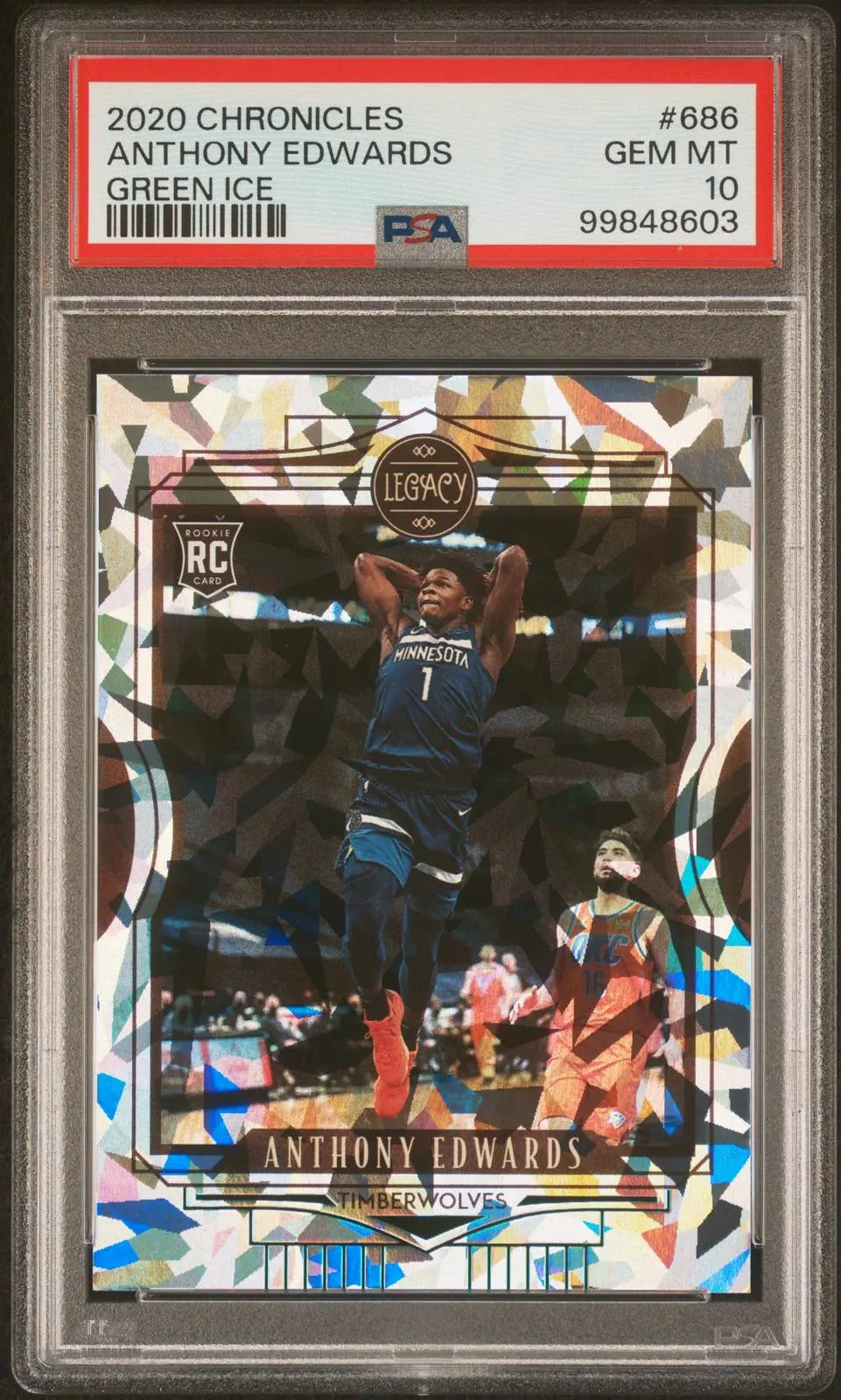 2020-21 Panini Chronicles Rookie Anthony Edwards RC Green Ice PSA 10 