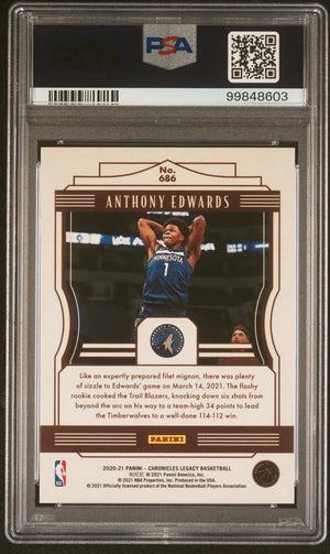 2020-21 Panini Chronicles Rookie Anthony Edwards RC Green Ice PSA 10 