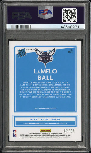 2020-21 Panini Donruss Optic Rated Rookie Lamelo Ball RC Red /99 PSA 10 