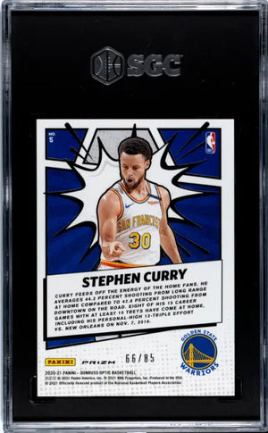 2020-21 Panini Donruss Optic Stephen Curry My House! Blue Prizm /85 SGC 9.5 