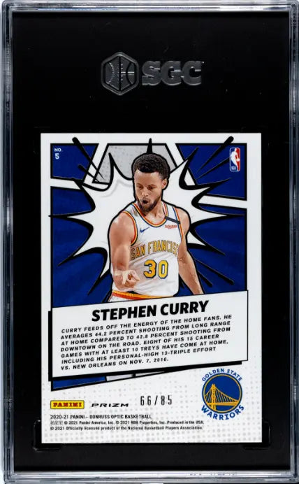 2020-21 Panini Donruss Optic Stephen Curry My House! Blue Prizm /85 SGC 9.5 