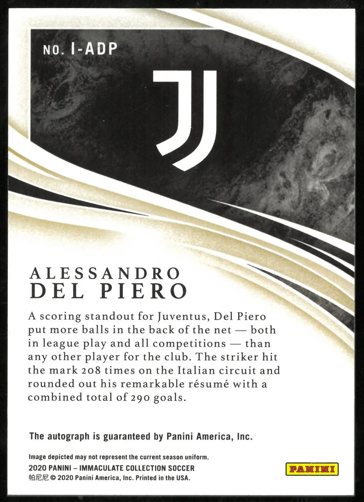 2020-21 Panini Immaculate Collection Blue Ink Auto Alessandro Del Piero /10 