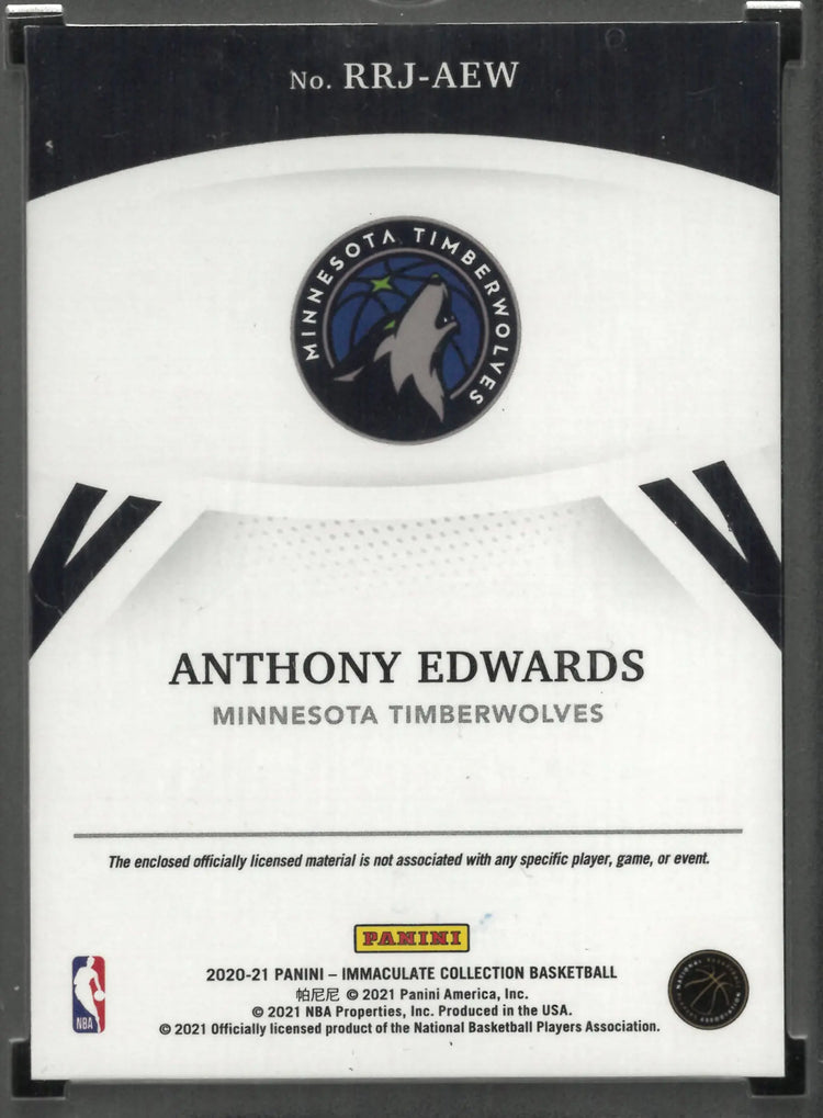 2020-21 Panini Immaculate Collection Patch Rookie Anthony Edwards /99 RC 