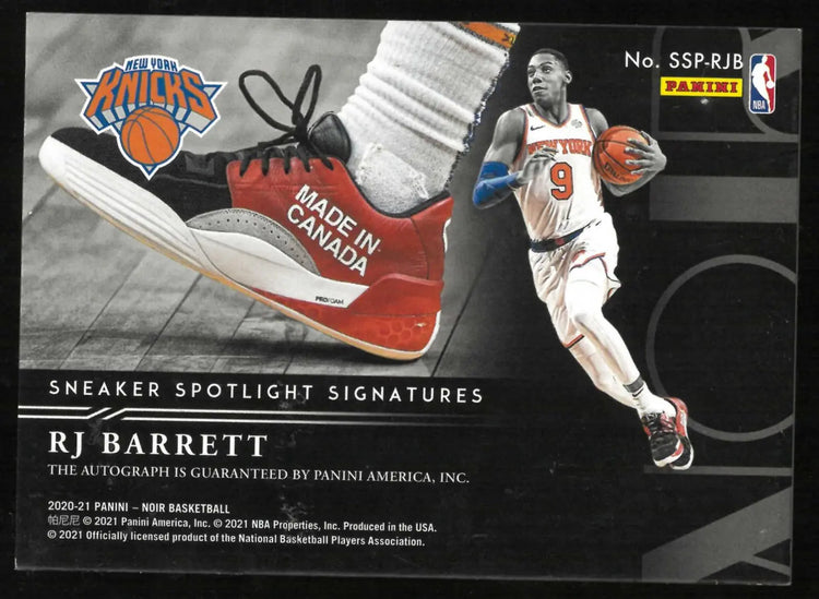 2020-21 Panini Noir Sneaker Spotlight Signatures Autograph RJ Barrett Auto /99 
