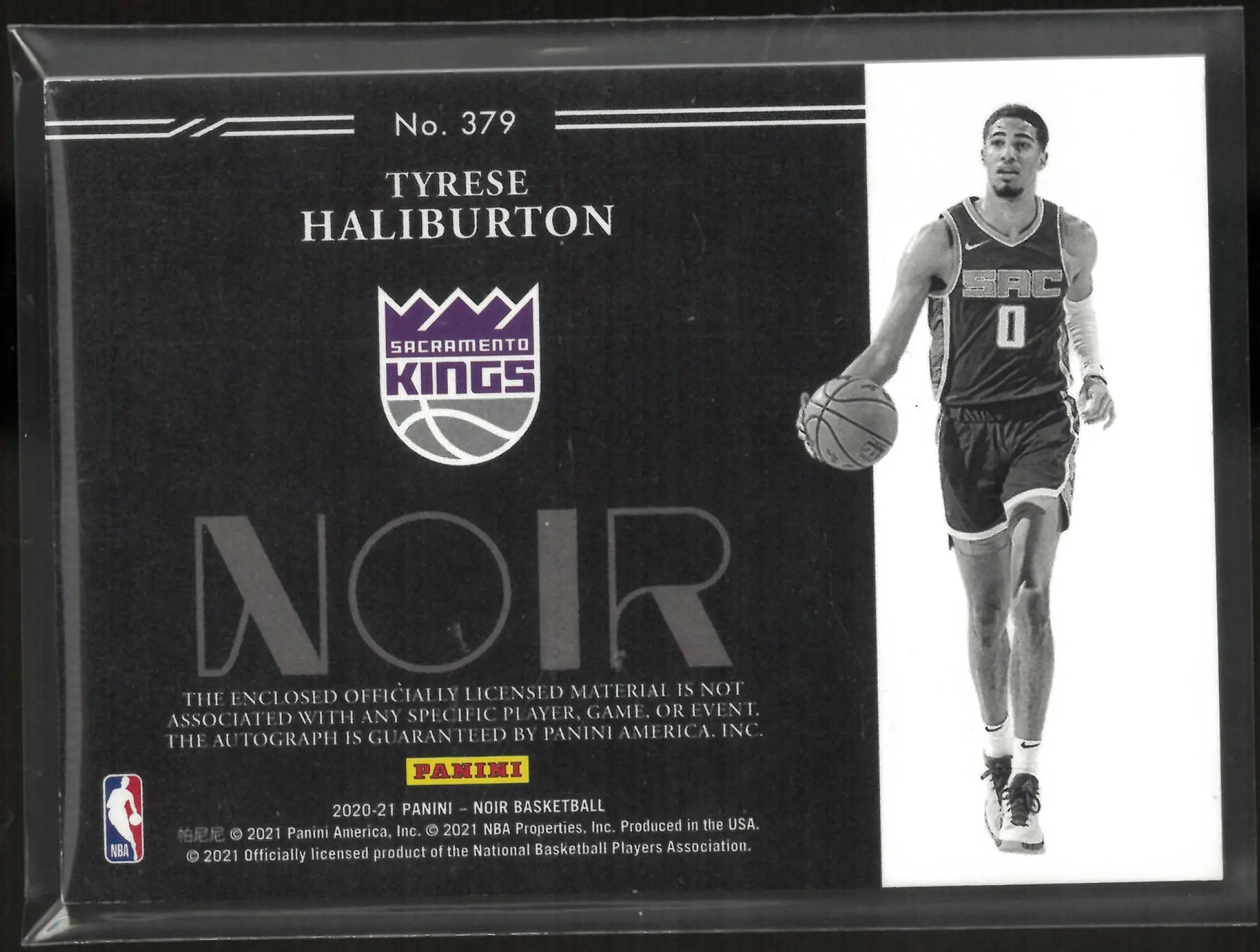2020-21 Panini Noir Tyrese Haliburton Rookie Patch Autograph Auto /99 