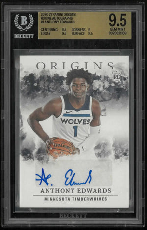 2020-21 Panini Origins Rookie Autographs Anthony Edwards RC Auto BGS 9.5 