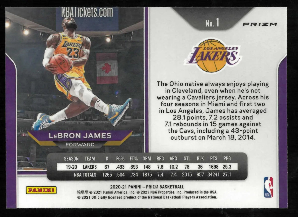 2020-21 Panini Prizm Basketball LeBron James Ruby Wave Prizm 