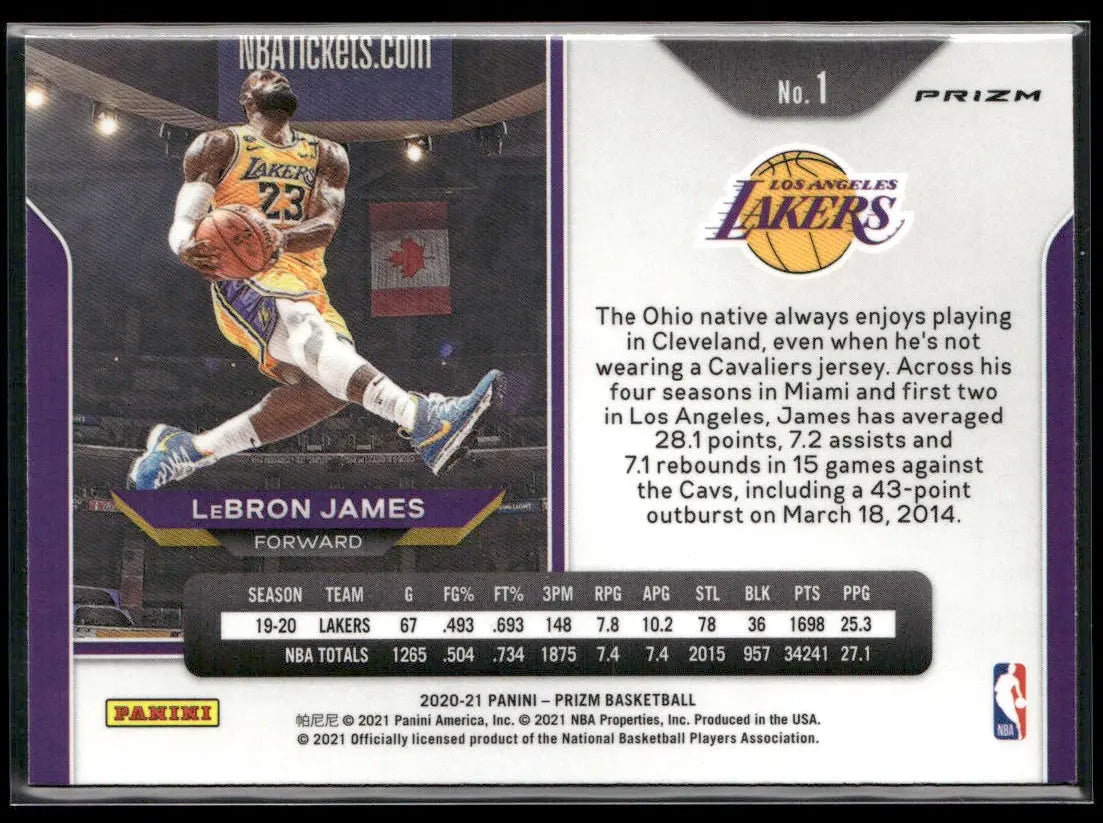 2020-21 Panini Prizm Basketball Silver Prizm LeBron James 