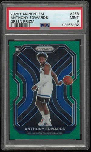 2020-21 Panini Prizm Rookie Anthony Edwards Green Prizm RC PSA 9 