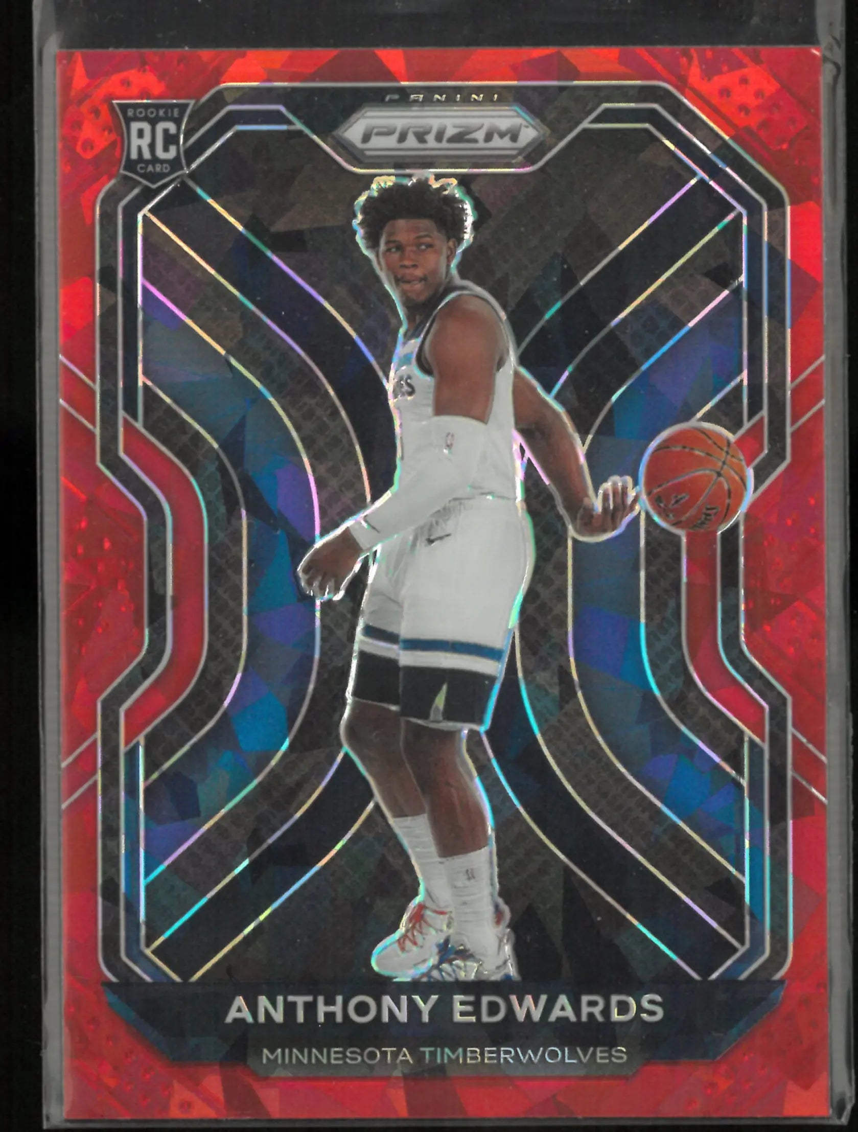 2020-21 Panini Prizm Rookie Anthony Edwards Red Cracked Ice RC 