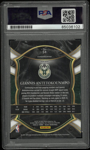 2020-21 Panini Select Giannis Antetokounmpo Autograph Auto PSA Authentic Auto 