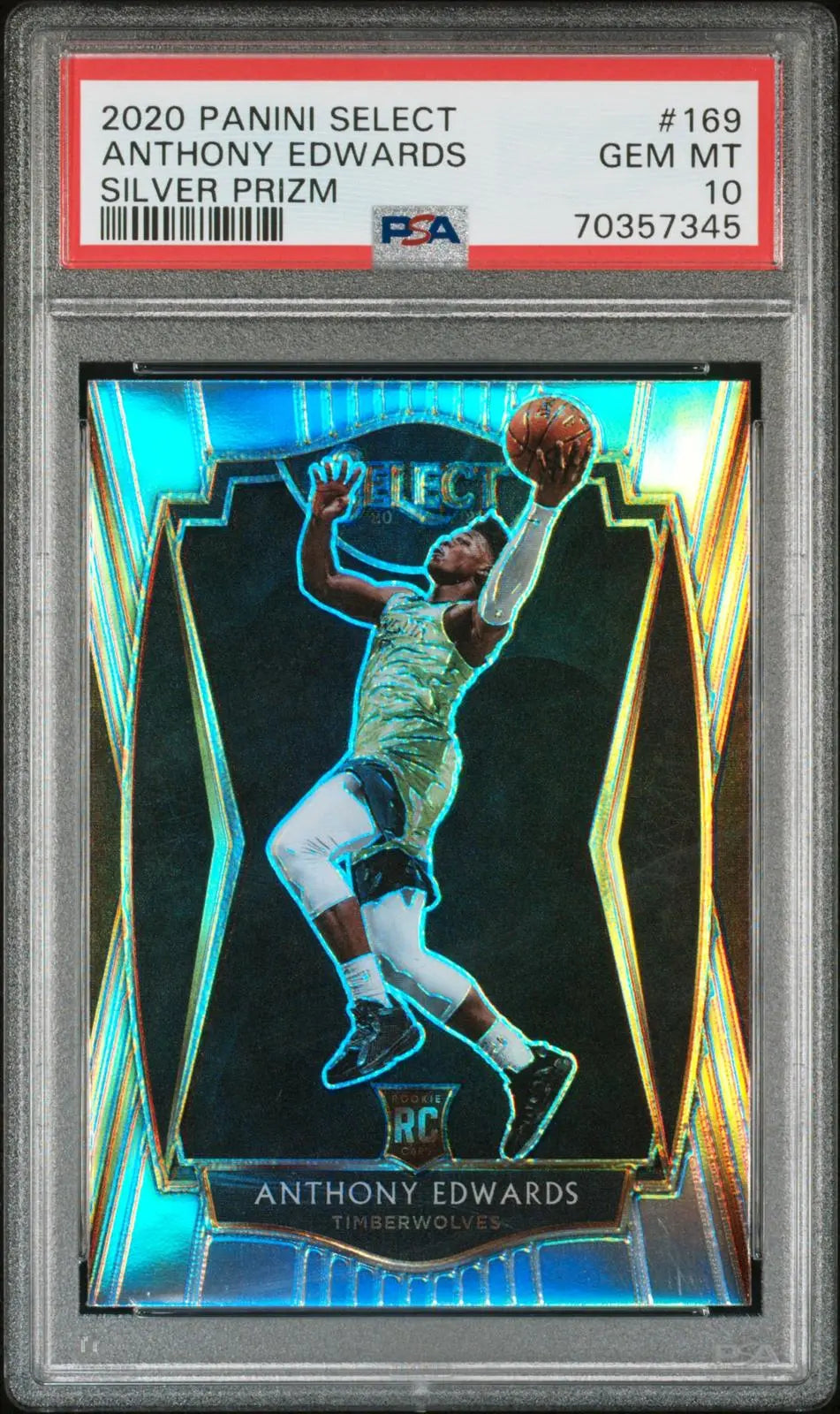 2020-21 Panini Select Premier Rookie Anthony Edwards RC Silver Prizm PSA 10 
