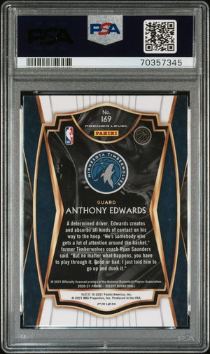 2020-21 Panini Select Premier Rookie Anthony Edwards RC Silver Prizm PSA 10 