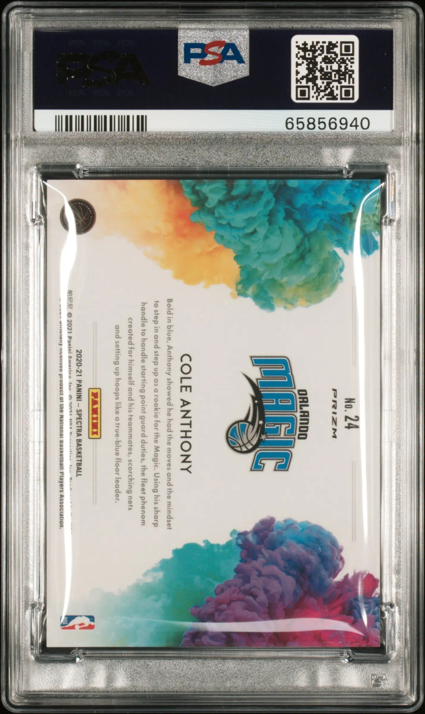 2020-21 Panini Spectra Color Blast Rookie Cole Anthony RC PSA 9 