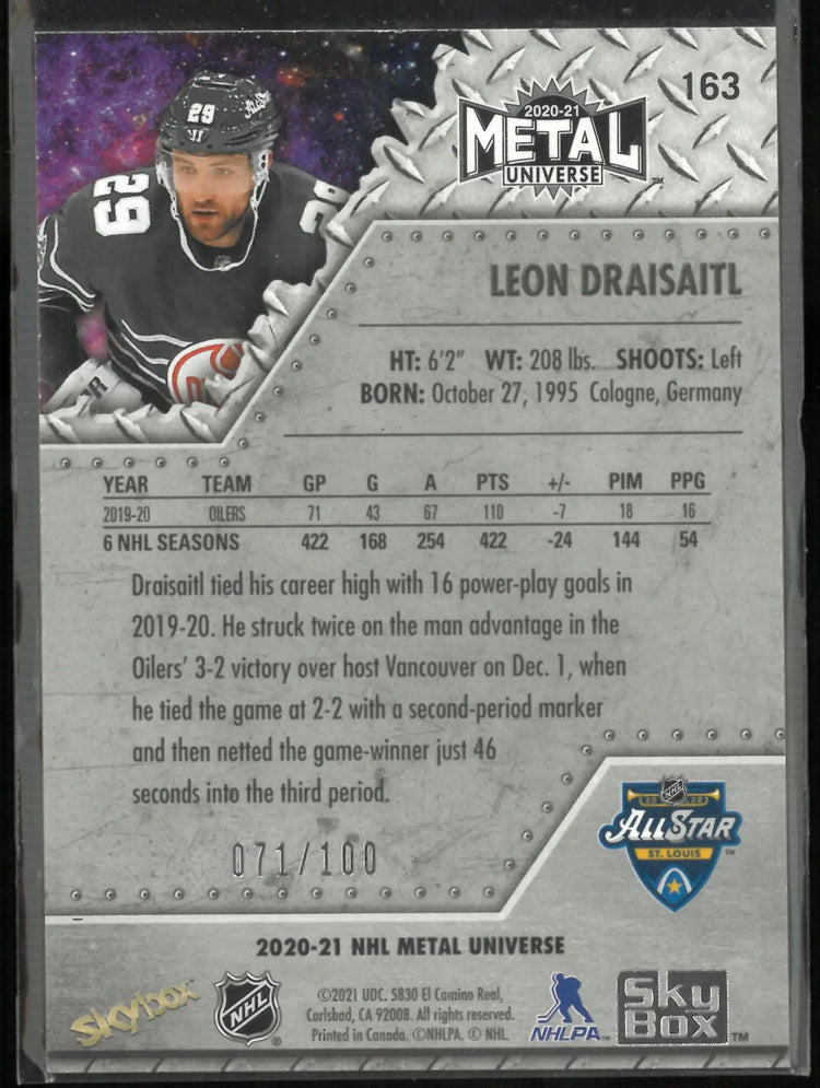 2020-21 Skybox Metal Universe Hockey PMG All-Stars Leon Draisaitl /100 