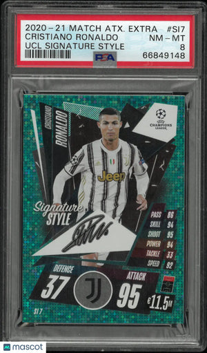 2020-21 Topps Match Attax UCL Extra Signature Style Cristiano Ronaldo  PSA 8 