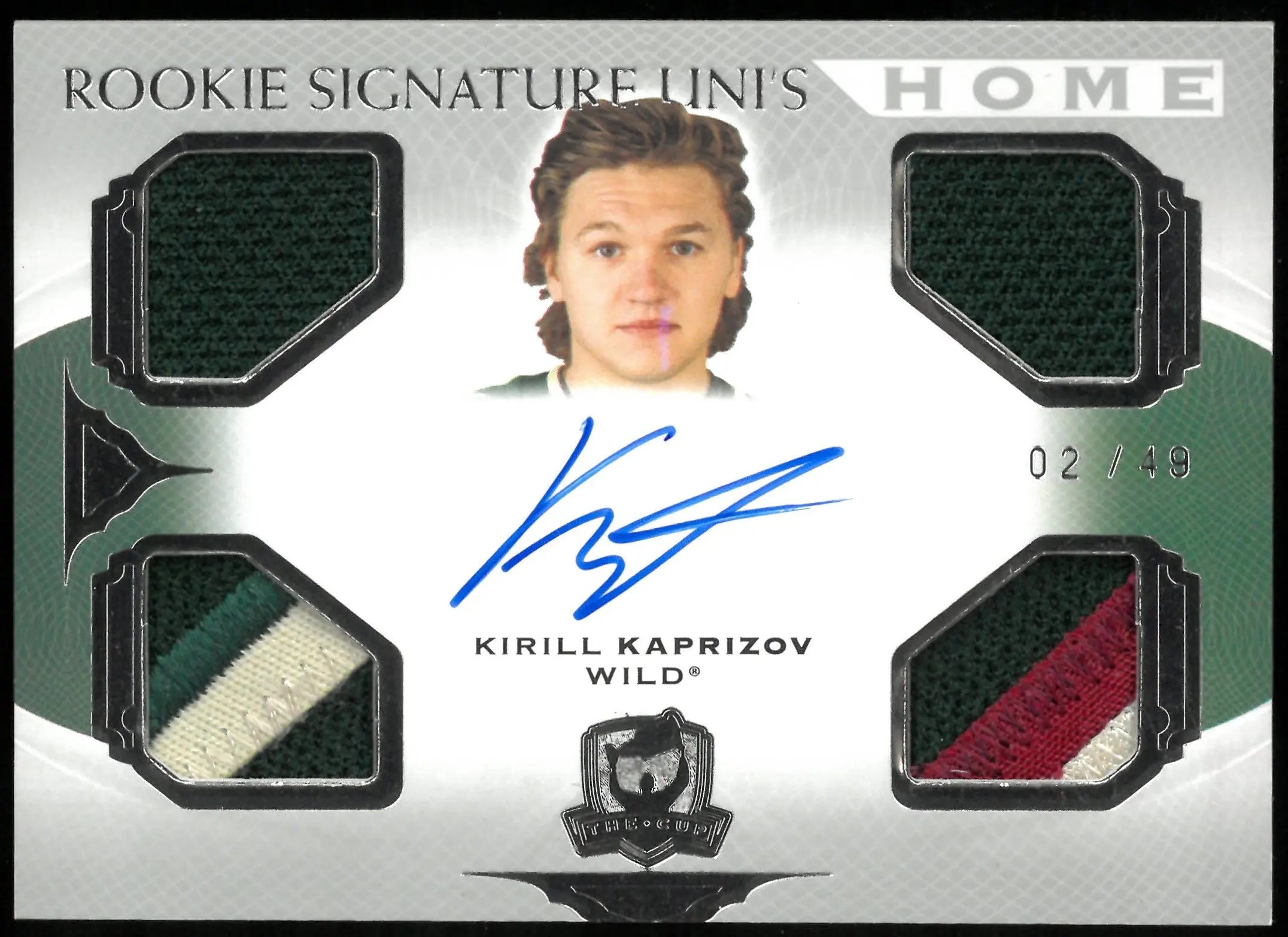2020-21 UD The Cup Hockey Kirill Kaprizov RC Rookie Quad Patch Auto /49 