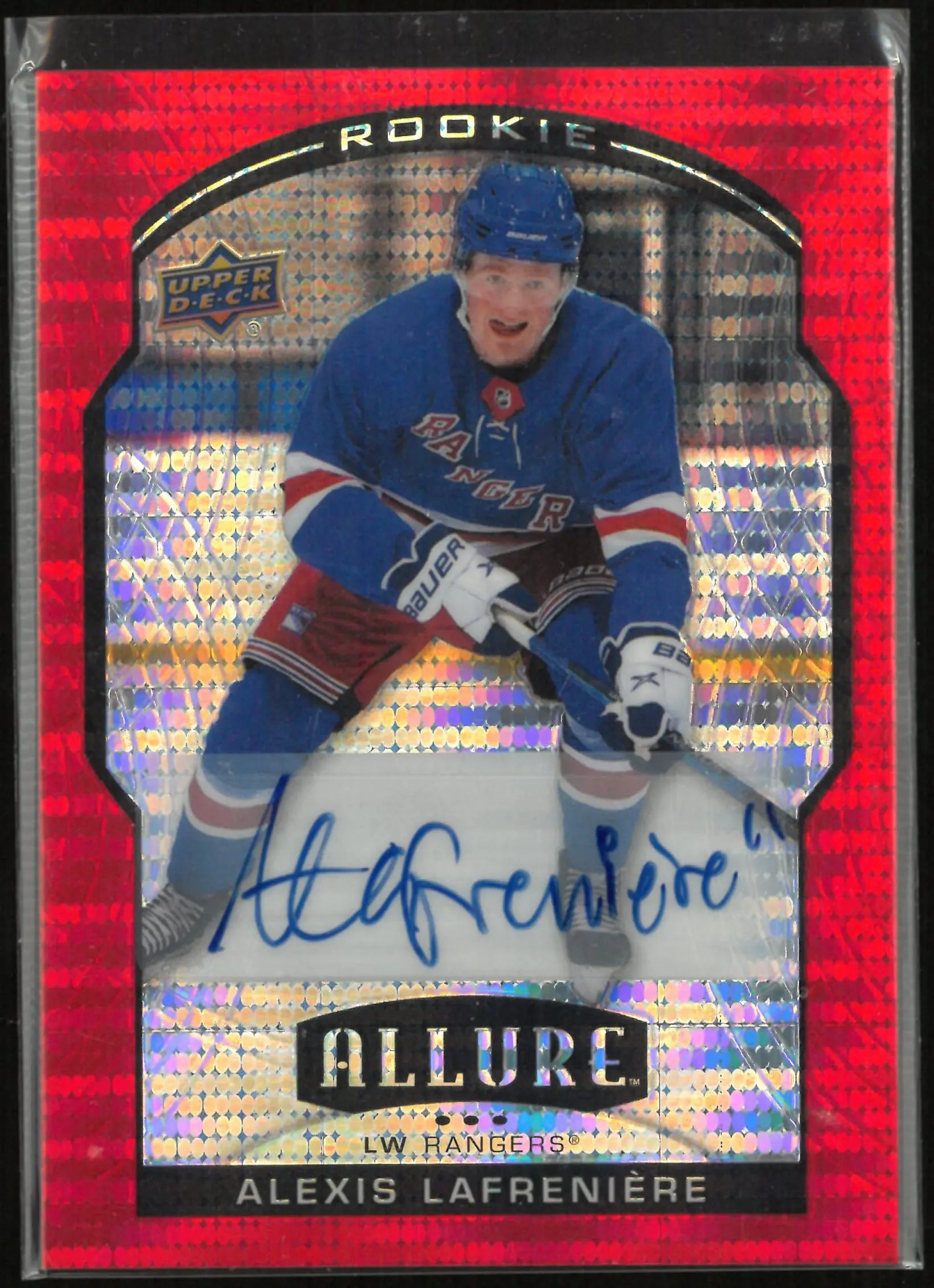 2020-21 Upper Deck Allure Rookie Autograph Alexis Lafreniere Red Pulsar /199 RC 